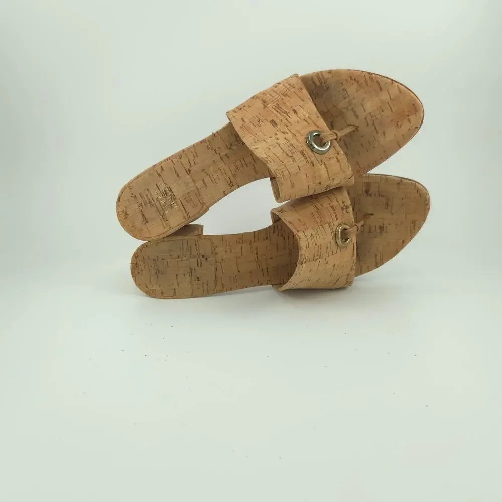 Stuart Weitzman Cork Mule Sandals Women's Size 8.5 Tan